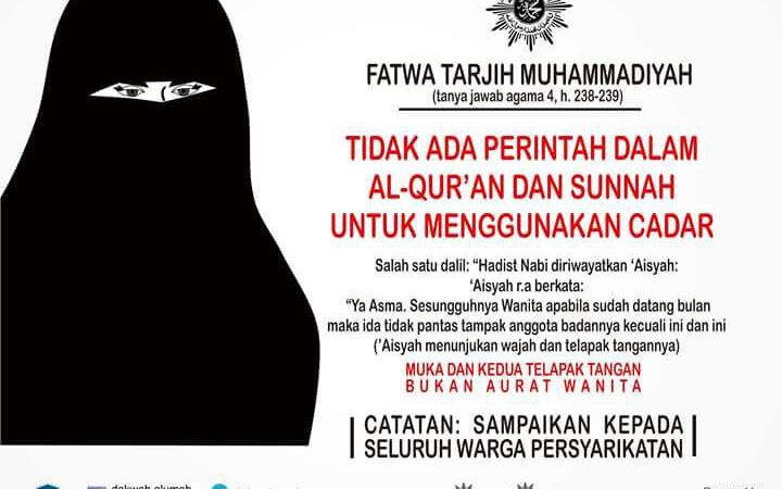 Hukum Cadar Menurut Muhammadiyah Islamidotco