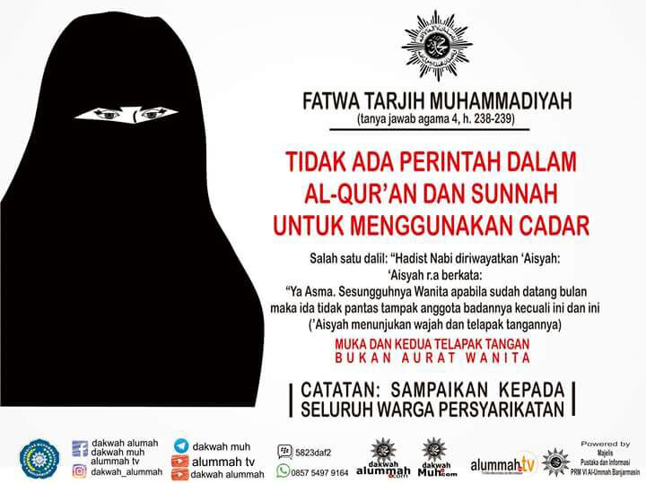 Hukum Cadar Menurut Muhammadiyah