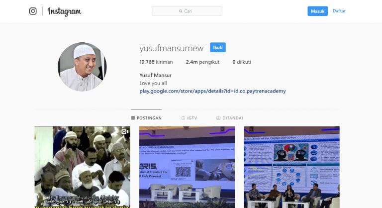 Caci Maki di IG Ustadz Yusuf Mansyur: Kok Paling Islam Sendiri?