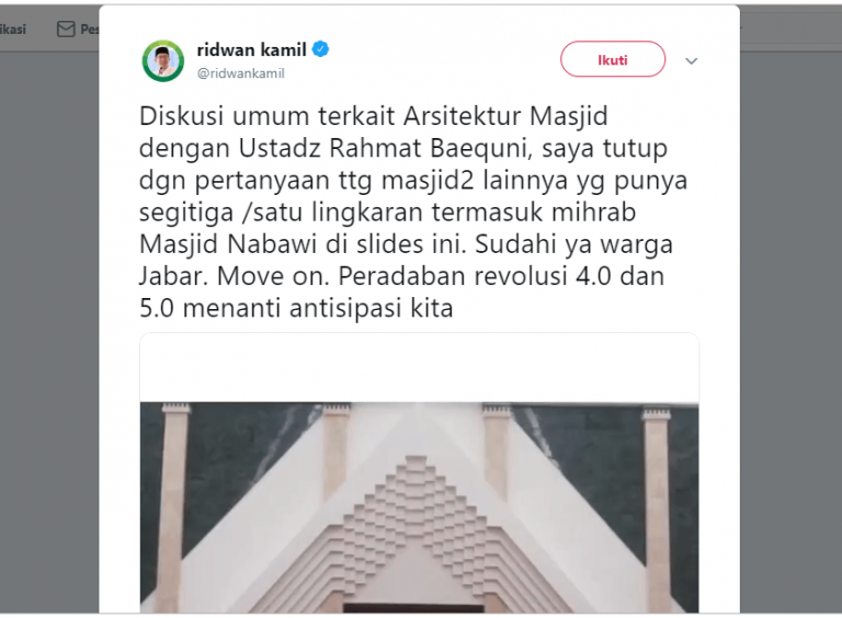 Iluminati di Masjid Al Safar, Pak Ridwan Kamil Apa Anda Muslim?