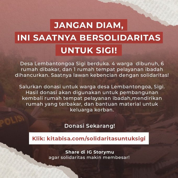 Yuk Donasi Solidaritas untuk Korban Tragedi Sigi Bersama #GusdurianPeduli via Kitabisa