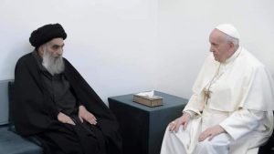 Ketika Paus Fransiskus Berdialog dengan Pemimpin Muslim Syi’ah Ayatollah Ali al-Sistani di Irak